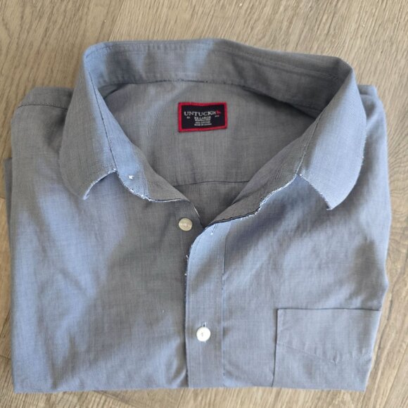 UNTUCKit wrinkle free Petrus style 35454 raw edge short sleeve button shirt XXL - Picture 9 of 11